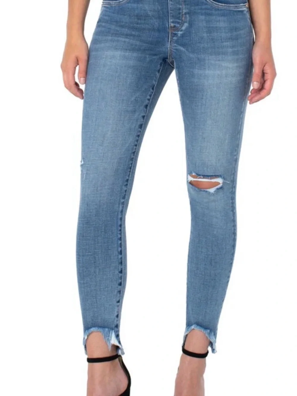 NWT Liverpool Gia Glider Fray Hem Ankle Skinny Jeans